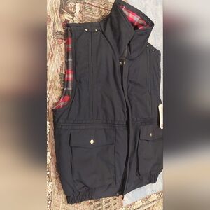 Men's Black Vest with Red Plaid Lining